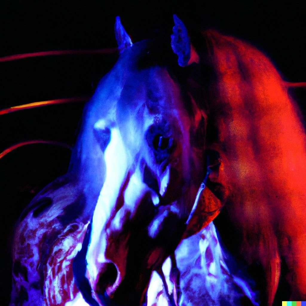a horse, photograph, colorful lighting